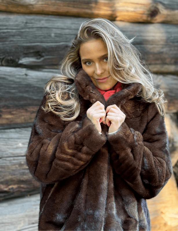 Noma Kelly fuskepels jakke Minkbrun